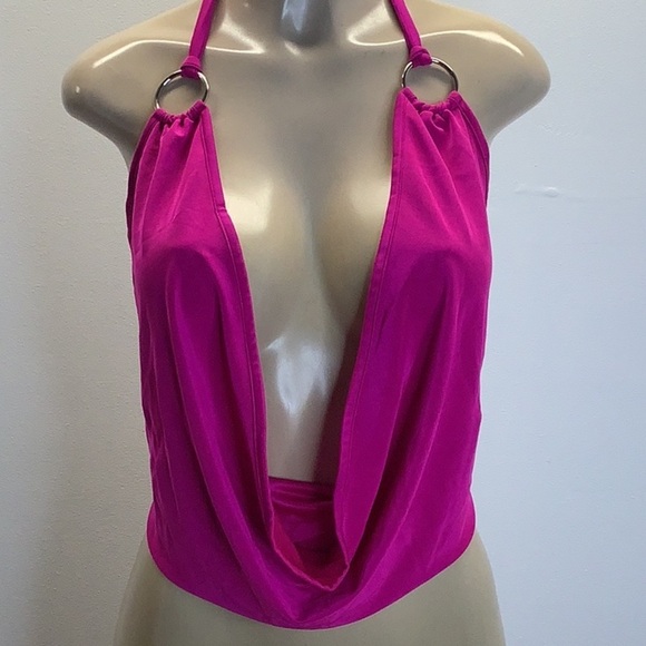 Slinky Hot Pink Halter Top One Size Fits Most - Picture 2 of 4